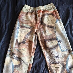 MICAS Abstract Print Button Pocket Trousers Size L